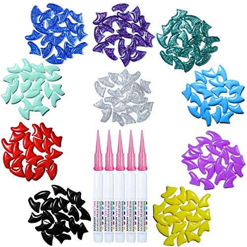 Cat Claw Caps 100-Pack Cat Nail Caps (5 Glitter Colors) Soft Claw