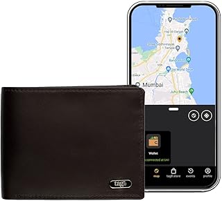 tag8 Dolphin Bluetooth Wallet (Brown) -Premium RFID Anti-Theft Leather Wallet With Separation Alert, GPS Last Seen Locatio...