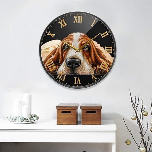Miniatura 6 de ALAZA Reloj de pared de perro Basset Hound funciona con pilas, silencioso, sin tictac, para decoración de sala de estar, 12 pulgadas 9.5 pulgadas
