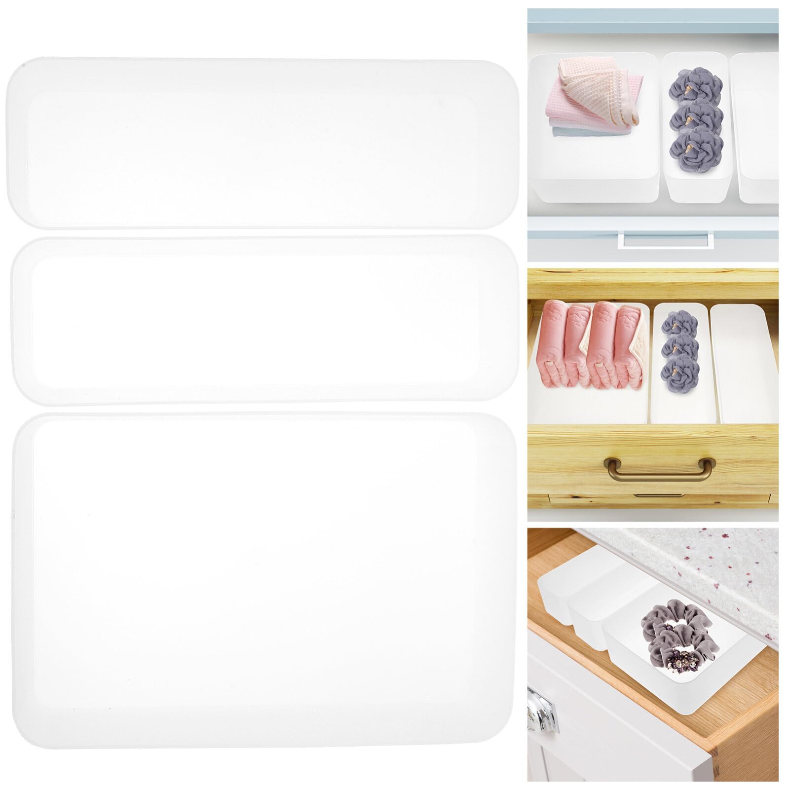 Angoily Organizzatore Cassetto Divisore per Cucina e Ufficio Comparti Plastico per Uso da Tavolo e Accessori da Cucina