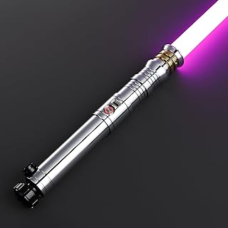 CVCBSER Smooth Swing Light Saber, Motion Control 12 Sound Fonts and 16 RGB Infinite Color Changing, Premium Metal Hilt Lightsaber for Adults Gift (RGB-X-12 Fonts)