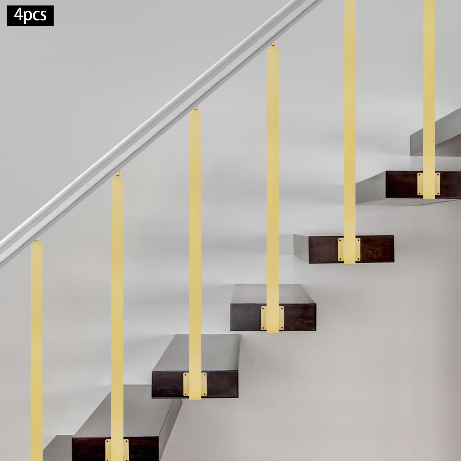 Barandilla para escaleras, 4 unidades, 100 cm, ajustable hasta 43° (dorado)