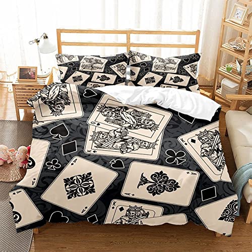 Fundas nordicas cama 150 naipes en blanco y negro microfibra fundas nordicas con 2 funda de almohada muy suave hipoalergénica transpirable funda nórdica adecuado para niños y adultos