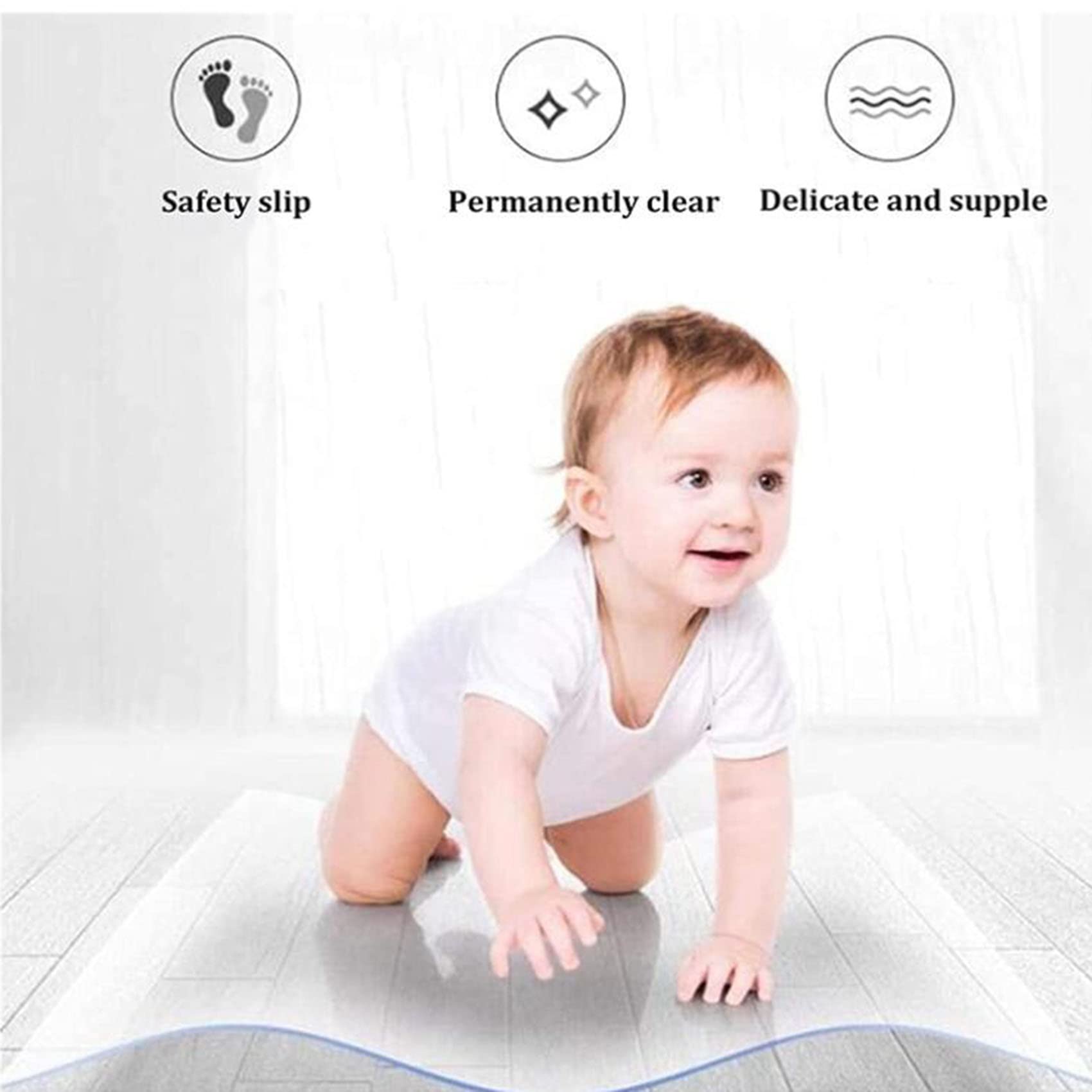 Tapis de protection de sol en plastique vinyle transparent antidérapant pour couloir, entrée, cuisine, tapis de protection imperméable de 140 cm de large, durable, antidérapant pour la maison ou le