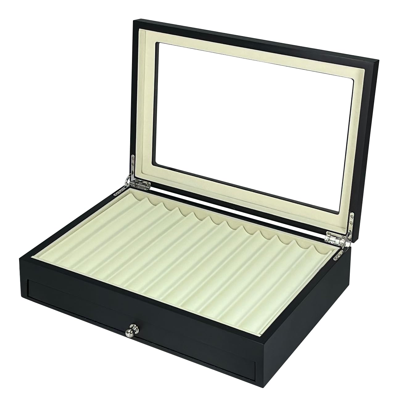 MR Maestro Relojero - Vitrina Colección para 23 Estilográficas | Caja Organizadora de Estantería | Almacenamiento Plumas, Lapiceros | Bolígrafos Bonitos | Caja para Colección Black