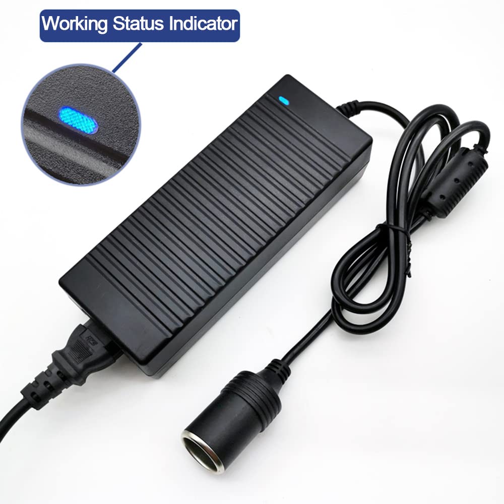 AC to DC Converter, 100V ~ 240V to 12V 10A 120W, Car Cigarette Lighter Socket AC/DC Power Supply Adapter Transformer for Tire Inflator, Car Refrigerator, Car Vacuum Cleaner, and Other Car Devices