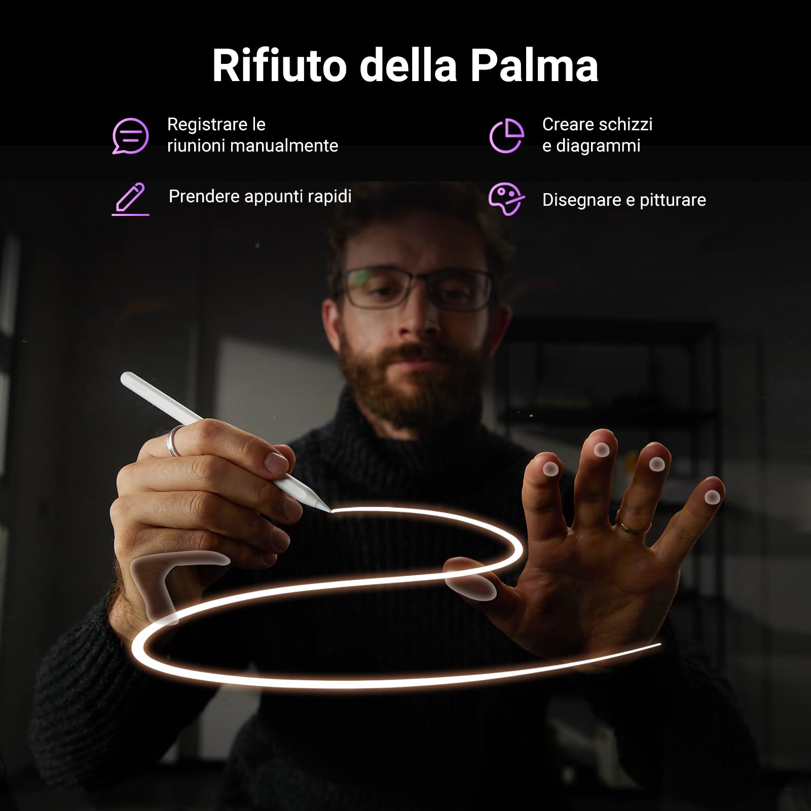 UGREEN Penna iPad di Seconda Generazione, Ricarica Wireless Magnetica, Pencil Tablet Palm Rejection per Pro 11" 4/3/2/1, 12,9" 6/5/4/3, Air 4/5, Mini 6
