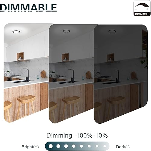 Miniatura 4 de Lámpara de techo LED de montaje en superficie, 6 pulgadas, moldura de bronce de perfil bajo, luz de disco regulable de montaje empotrado,