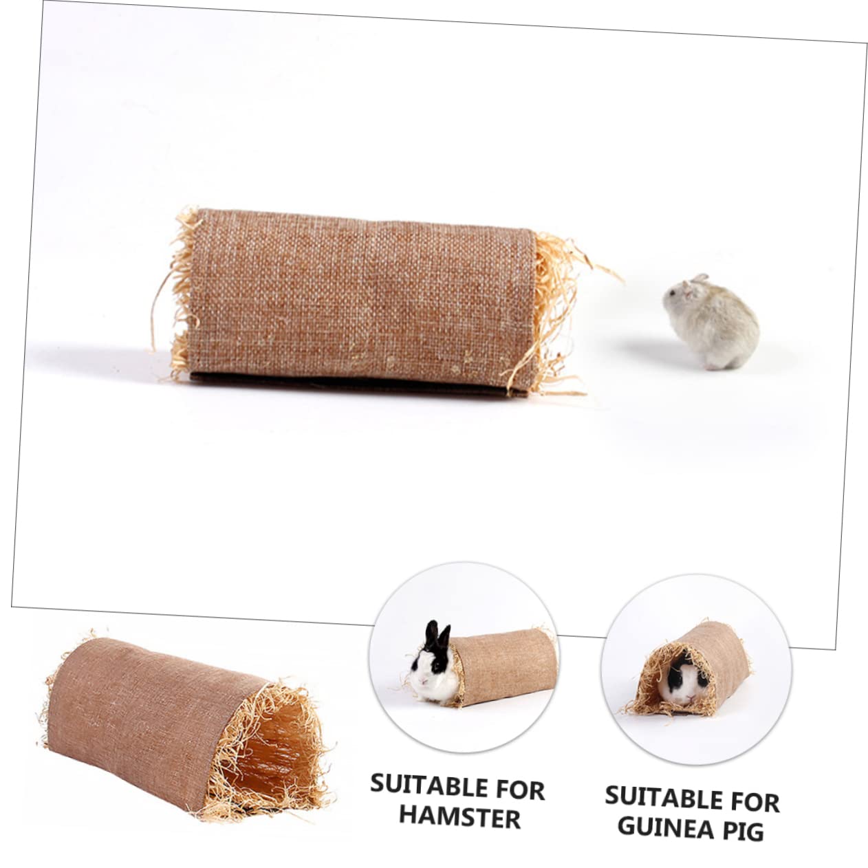 Túnel for hámster, túnel for conejitos, Nido, Jaula for hámster, Accesorios, cabaña for hámster, Colcha de Hierba for Mascotas, Rabb,Nidos para Mascotas pequeñas(Khaki,M)