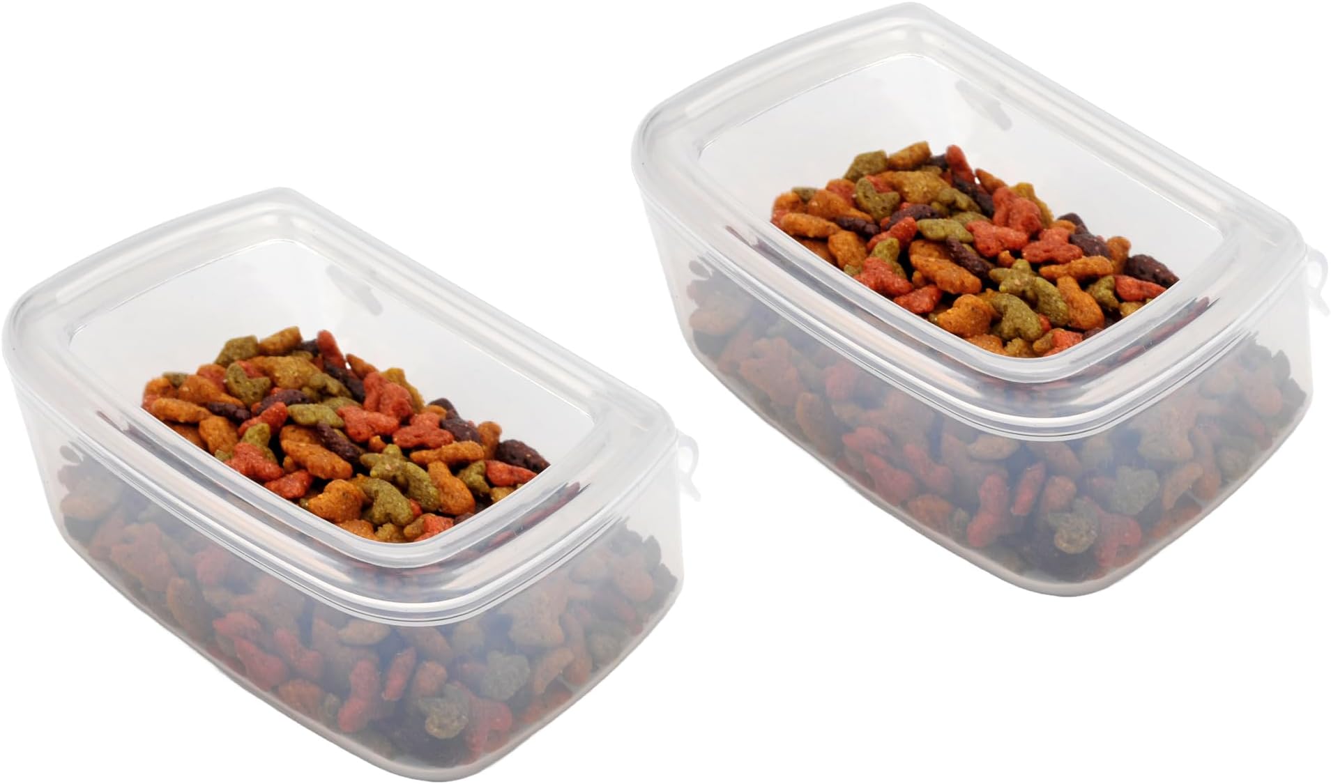 DryFur Pet Carrier Food Water Dish - Clear- Spill Resistant - Hook On Cups - Travel Kennel Bowls set of 2 (Large)