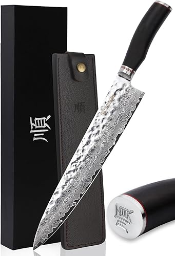 YOUSUNLONG Cuchillo Max Chef  12 pulgadas (12.008 in)  Acero de Damasco martillado japonés  Cuchillos de chef profesional Gyuto  Cuchillo de cocina