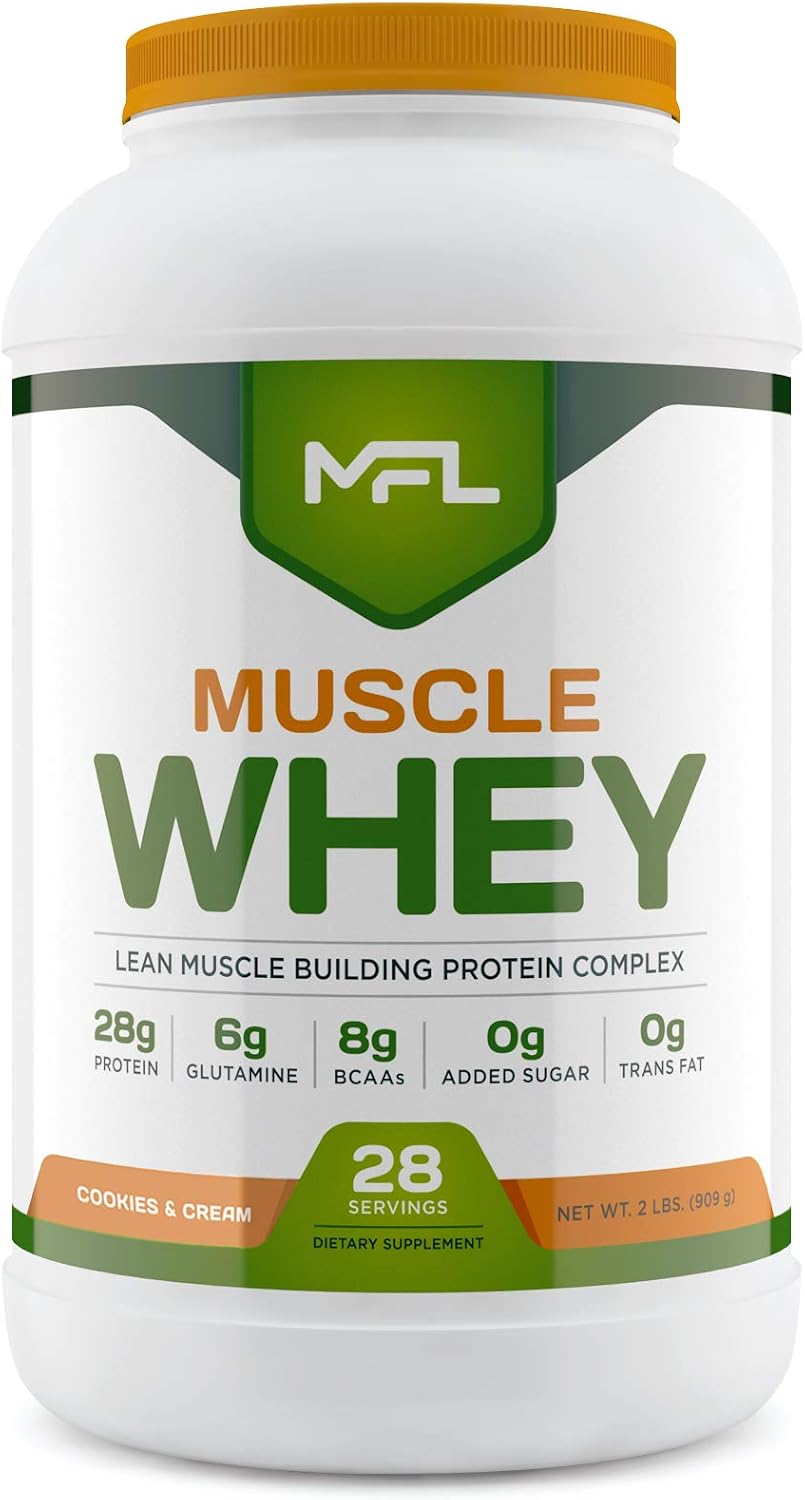 MFL Muscle Whey Protein l 28g of Protein l 8g BCAAs l Keto Friendly l Low Carbs l 2 lbs (Chocolate Lava)