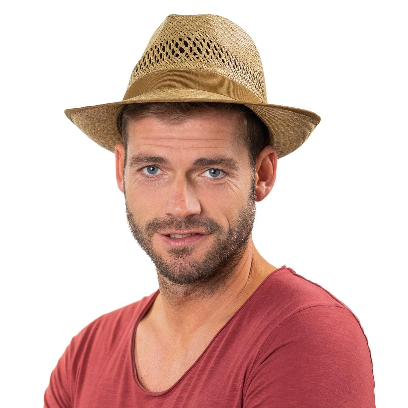 Lipodo Chapeau en Paille Basic Bogart Femme/Homme - Made in Italy de Soleil Plage avec Ruban Gros Grain Printemps-ete Ete