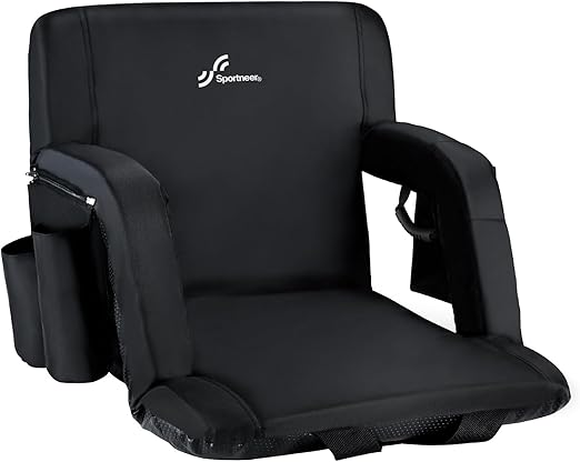 Sportneer Stadium Seats for Bleachers, Bleacher Chairs with Back and Cushion Bleacher Seats with Back Support Padded Stadium Chair with Armrests 6 Reclining Positions for Sport Events Camping Beaches
