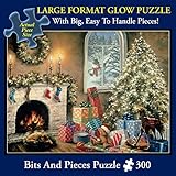 Bits and Pieces β Large 300 Piece Glow in The Dark Jigsaw Puzzle for Adults β Not a Creature was Stiring, Christmas Eve, Holiday - by Artist Nicky Boehme, Completed Puzzle Size: 18" x 24"