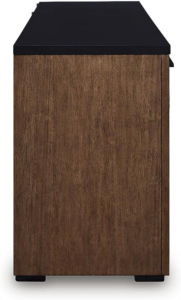 Signature Design by Ashley Kallari Casual Credenza with Anti-Tipping and Adjustable Shelf, Dark Brown & Black