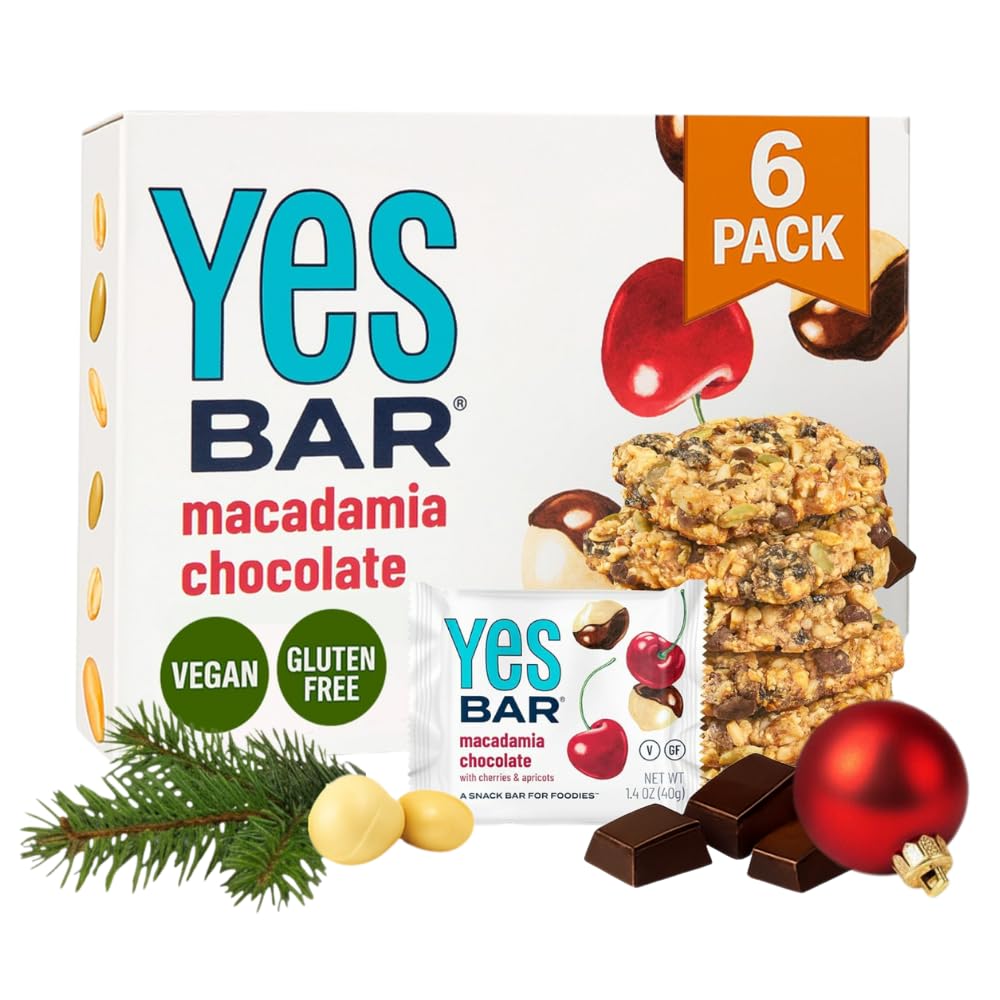 The YES Bar YES Bar – Macadamia Chocolate – Plant Based Protein, Decadent Snack Bar – Vegan, Paleo, Gluten Free, Dairy Free, Low Sugar, Healthy Snack, Breakfast, Low Carb, Keto Friendly (Pack of 6)