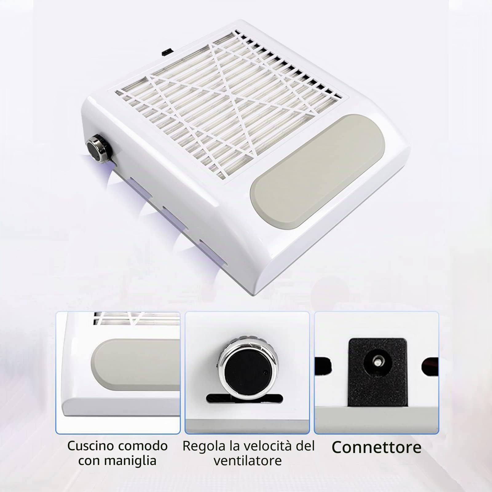 Aspiratore unghie professionale, Aspirapolvere elettrico per collettore di polveri per unghie da 80 W 2 livelli con velocità regolabile con filtro