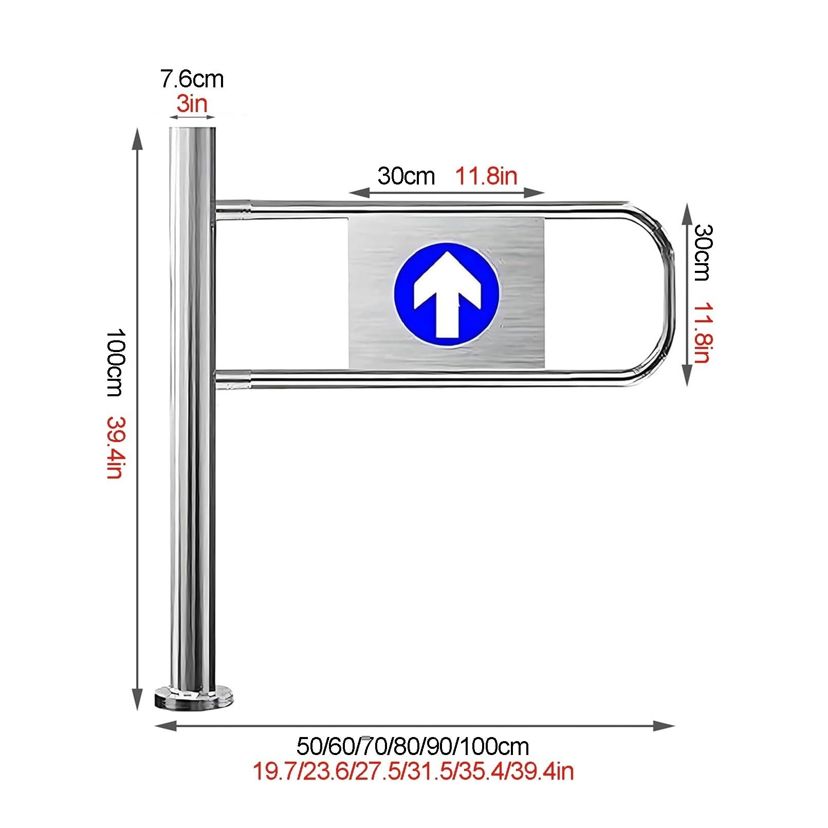 SteelGate - Ingresso girevole per negozi (sinistra, 50 x 100 cm)