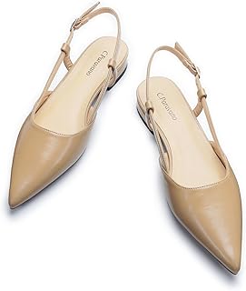 Women's Slingback Flats Pointed Toe Slingback Flats for Women Slingback Sandals Adjustable Ankle Strap Shoes - Buy now