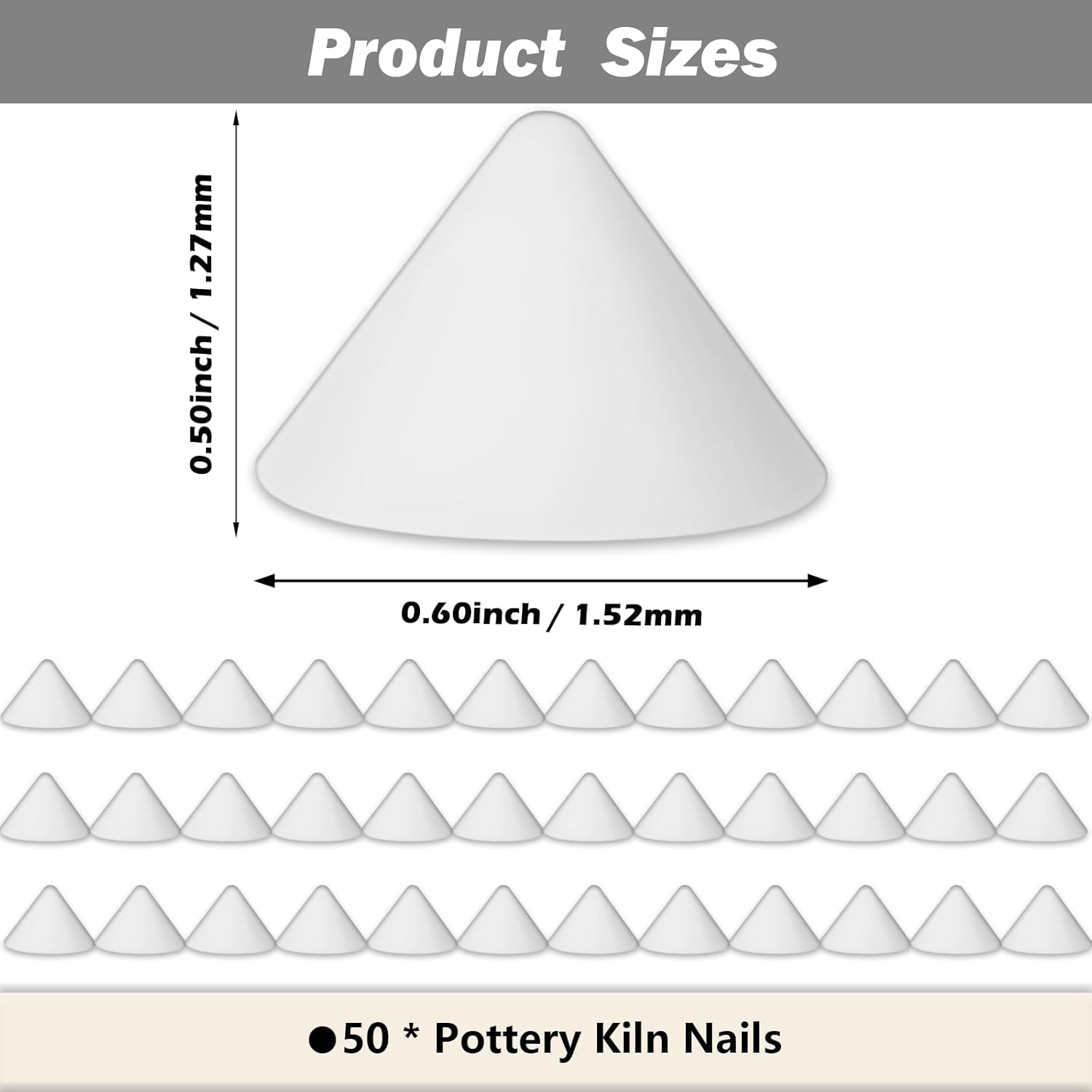 100 Pack Pottery Kiln Nails for Ceramic Firing, High Temp Refractory Support Studs, Aluminium Oxide Kiln Stilts Tools for Cone Glaze Support, Reusable up to 2516℉