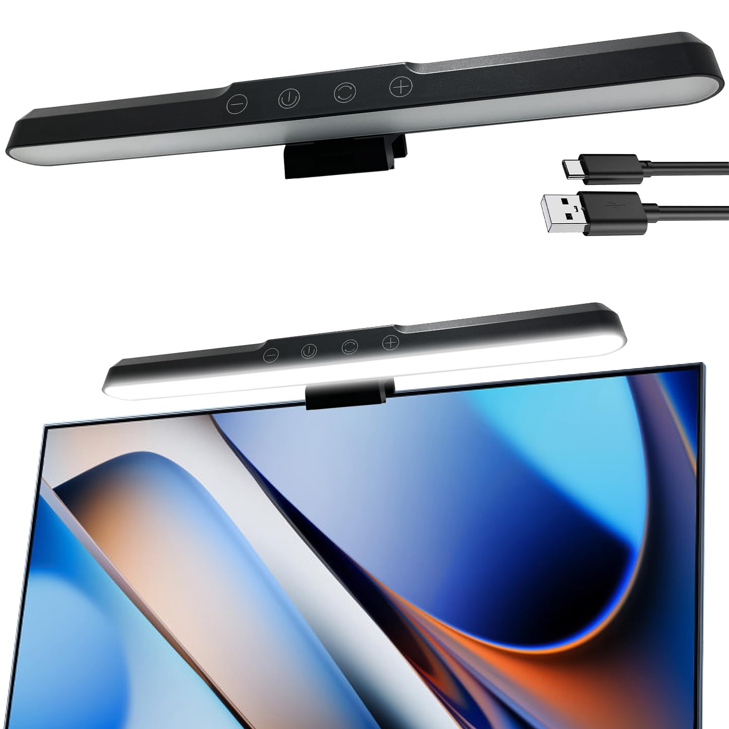 Monitor Light Bar, Computer Monitor Lamp for Eye Care, Dimmable USB Reading Light with 3 Color Modes, No Screen Glare Task Lamp, Touch Control, Space Saving LED Desk Lamp for Home Office (13")-image-18