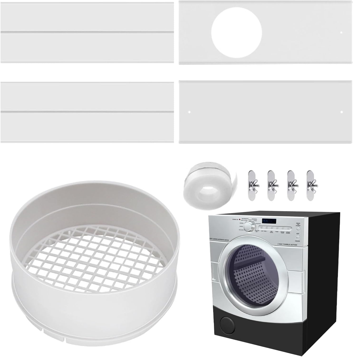 Dryer Vent Window Kit | Window Dryer Vent Seal Panels | Clothes Connector for, Greenhouse, Grow Tents, Paint Room, Garage and Workshop Exhaust