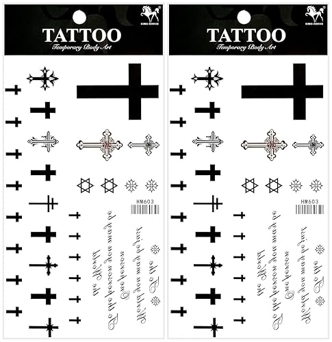 Tatuajes impermeables de crucifijo de Jesús para mujeres y hombres, tatuaje temporal, decoración corporal para manos, brazo, pierna, pecho, hombro,