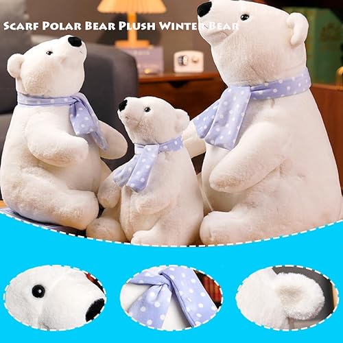 Miniatura 4 de ELAINREN Bufanda de oso polar de peluche de oso de invierno, lindo juguete súper suave, oso polar de peluche, animales de peluche Kawaii de oso de