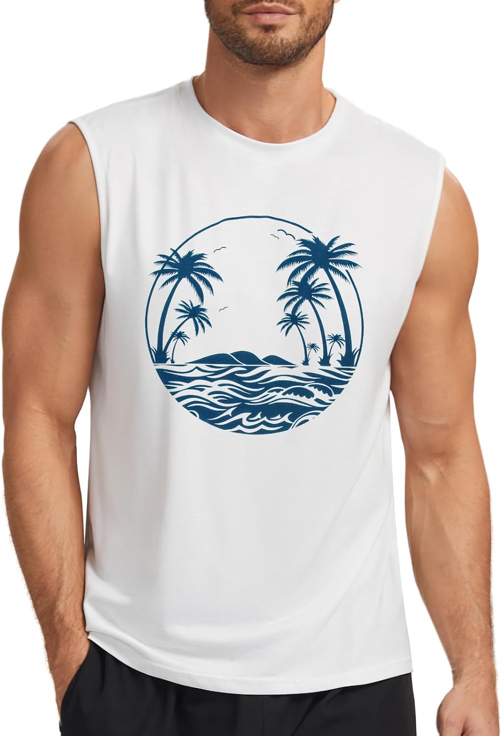 MISS MOLY Mens Summer Beach Tank Top Hawaiian Palm Tree Tanks Sleeveless Graphic Vacation Shirt Gym Muscle Tee