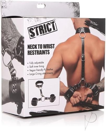 Juego de sujeciones de piel sintética para adultos, cuello a muñeca, con grandes accesorios de junta tórica para mujeres, hombres y parejas, puños