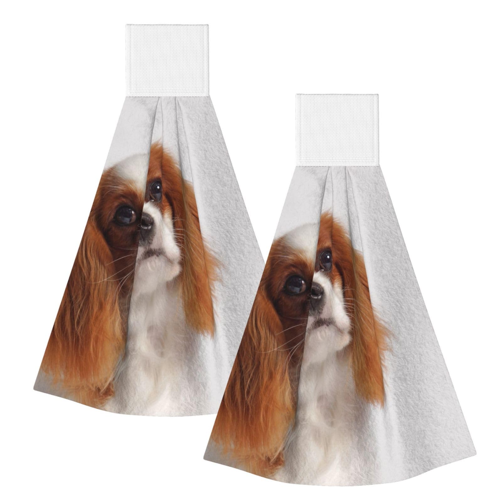 DOPKLNA Cavalier King Charles Spaniel, 2 Pcs Hanging Coral Fiber Hand Towels for Bathroom, Absorbent Kitchen Towels