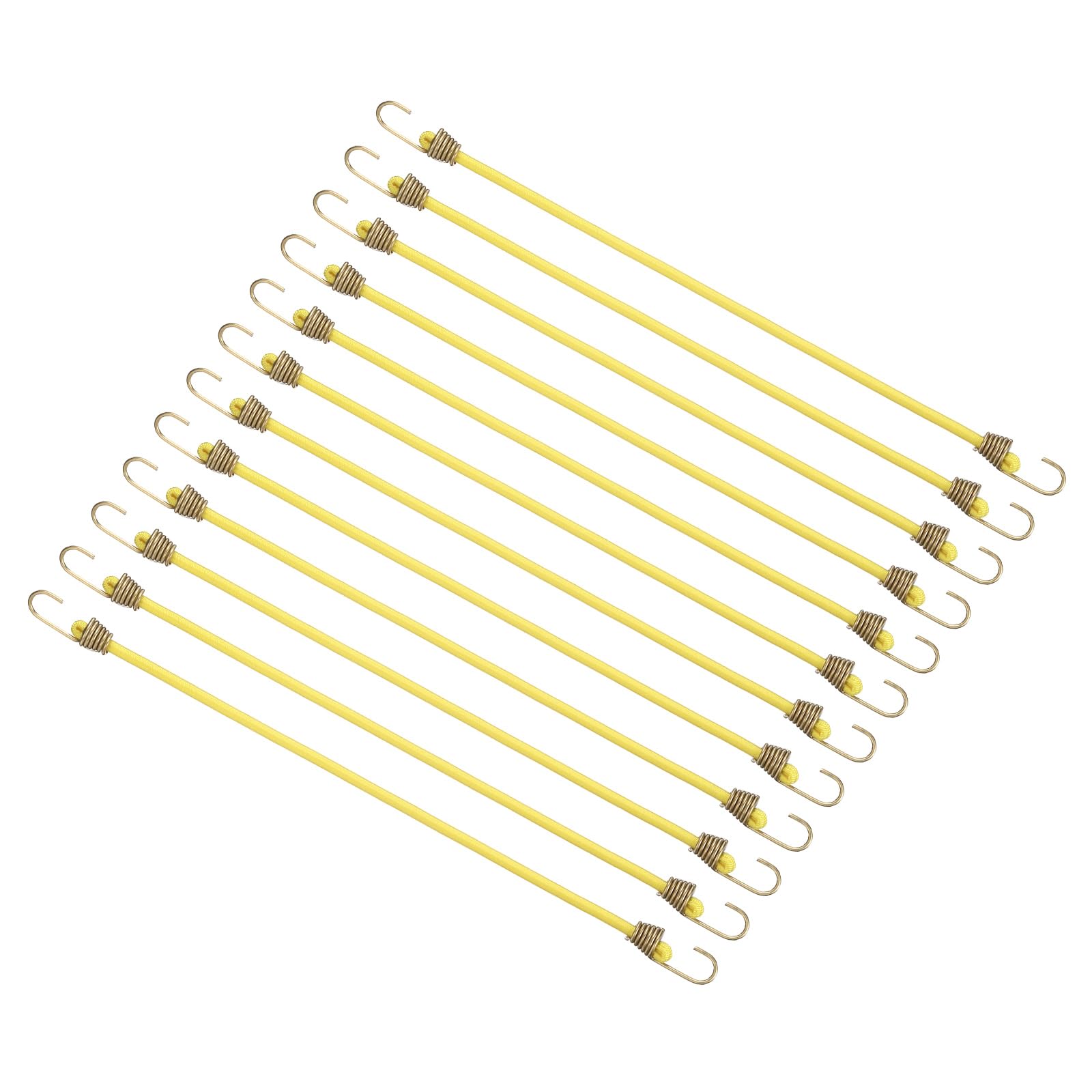 PATIKIL Bungee Cords with Hooks, 25cm, Yellow, 12 Pcs — image 1
