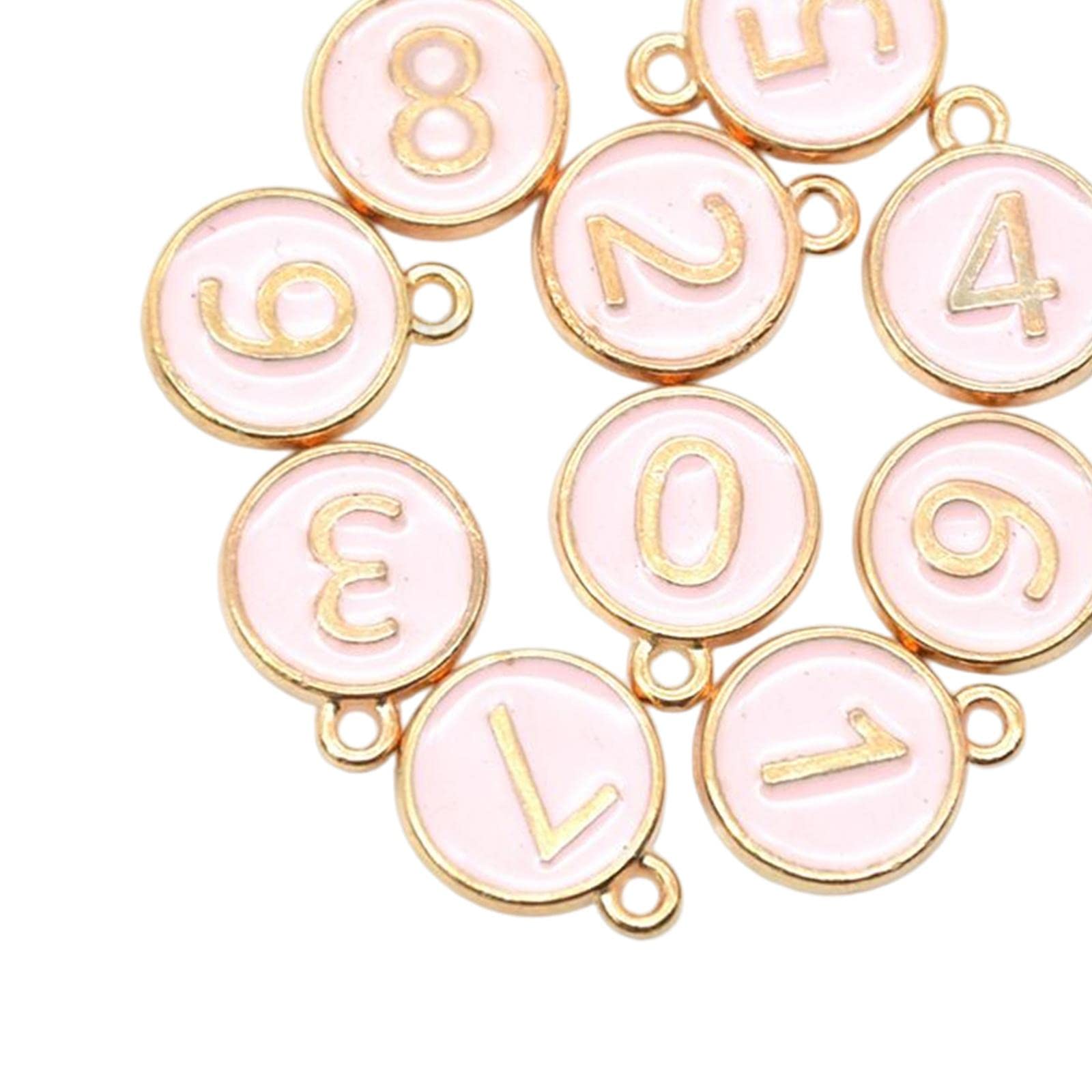 LICHTS Number 0-9 Mixed Alloy Charms DIY Craft Art Projects for Women Girl Durable Pink