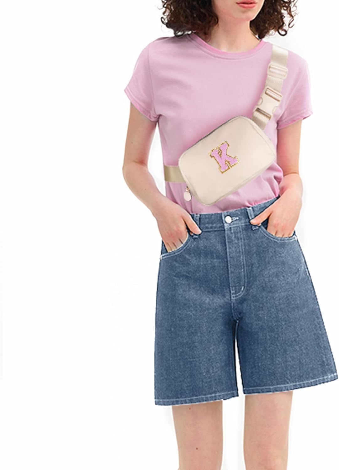 Gifts for Teenage Girls,Teen Girls Initial Fanny Pack | Travel Monogrammed Crossbody Bag | 6 7 8 9 10 11 12 13 14 15 16 Years Old Girl Trendy Stuff | Cream,K - Image 2