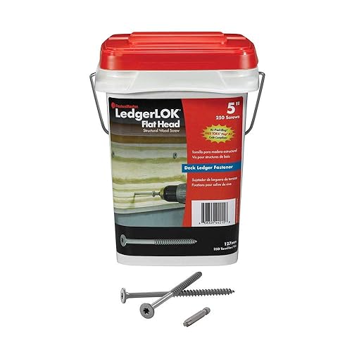 FastenMaster LedgerLok Tornillo de madera de cabeza plana, cubo de 250 - 5 pulgadas