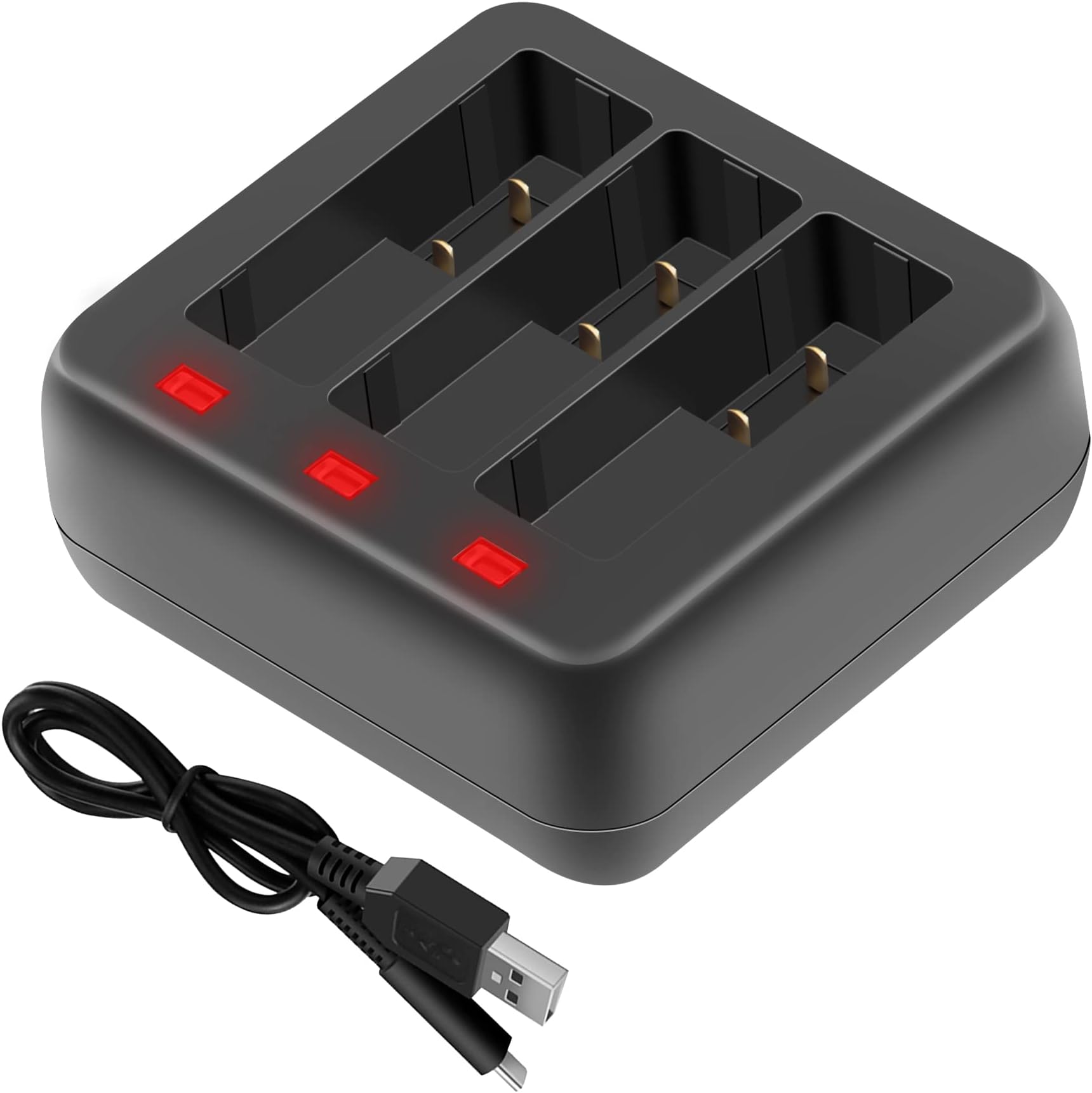 Charge Rapide Simultanée 2 Batteries Chargeur Double Batterie Pour DJI Action 3/4 Et Osmo Action 4 - Avec Câble 1m, étui Portable, Charge Rapide Et Sécurisée