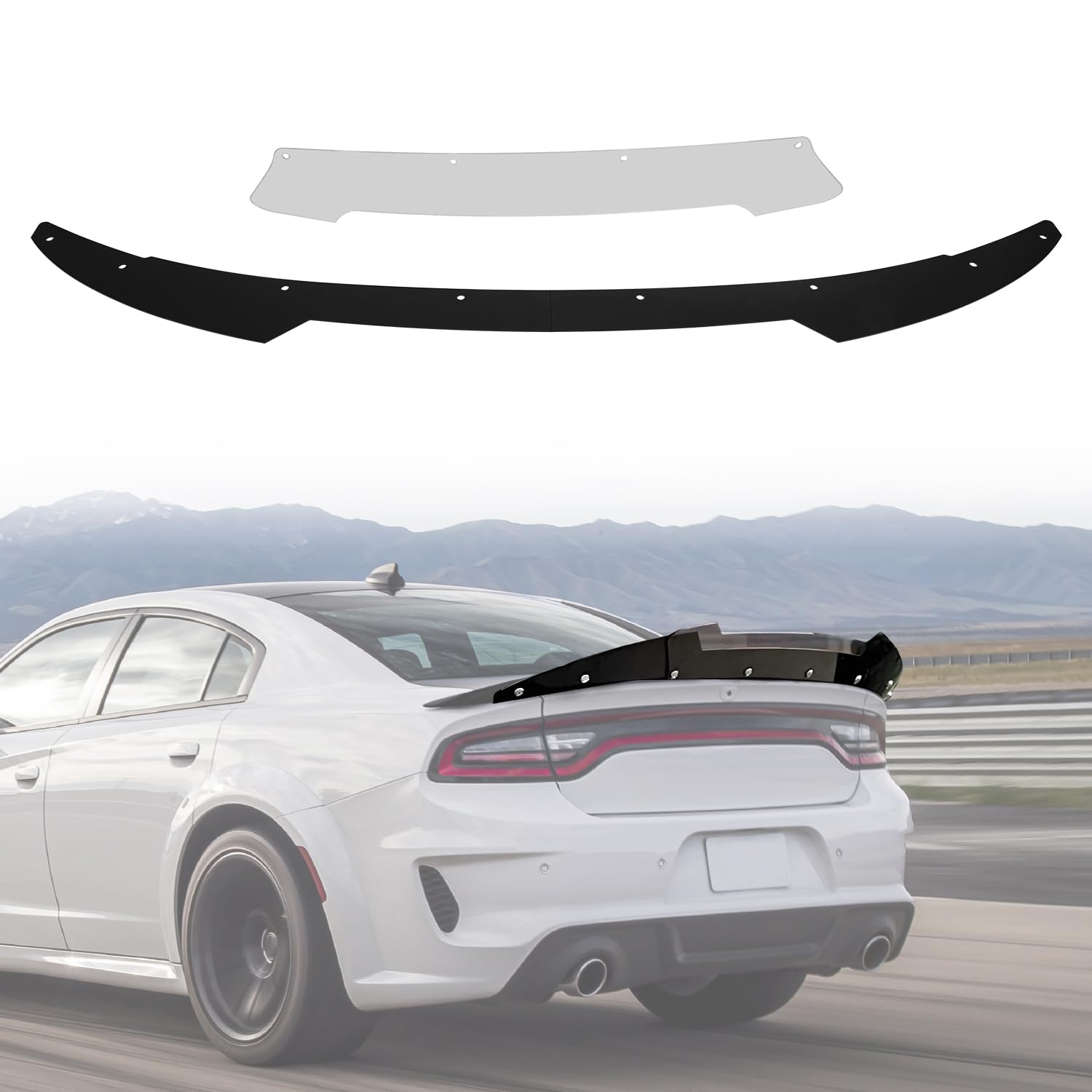 Photo 1 of AMSPRAC Venom V2 Rear Wickerbill Spoiler fit for Dodge Charger 2015-2023 SRT ScatPack Hellcat,Rear Spoiler Wing Trunk Lip,Rear Body Part Molding Cover Trim,Exterior Sporty Decoration Accessories