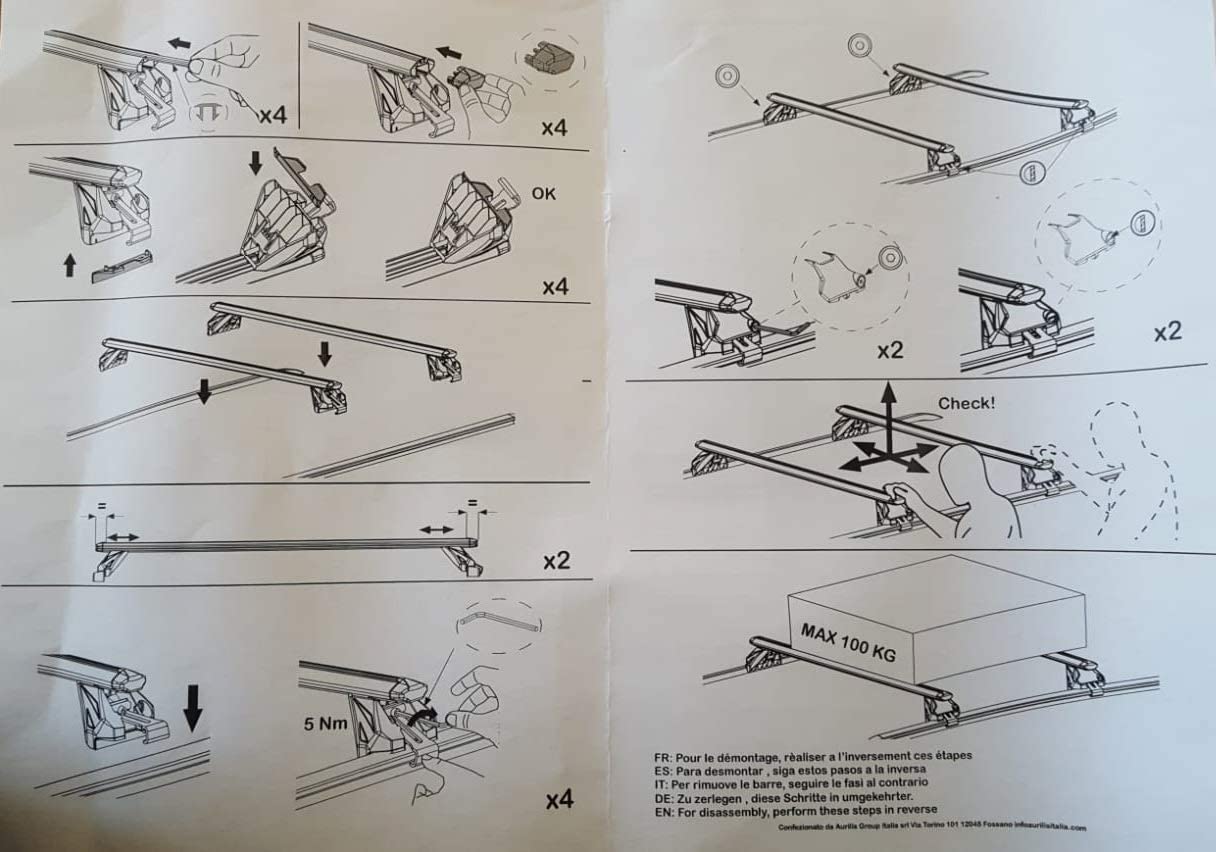 Barre Portatutto Portapacchi in Alluminio per Auto con Rails Integrati Mancorrenti chiusi (112 cm)
