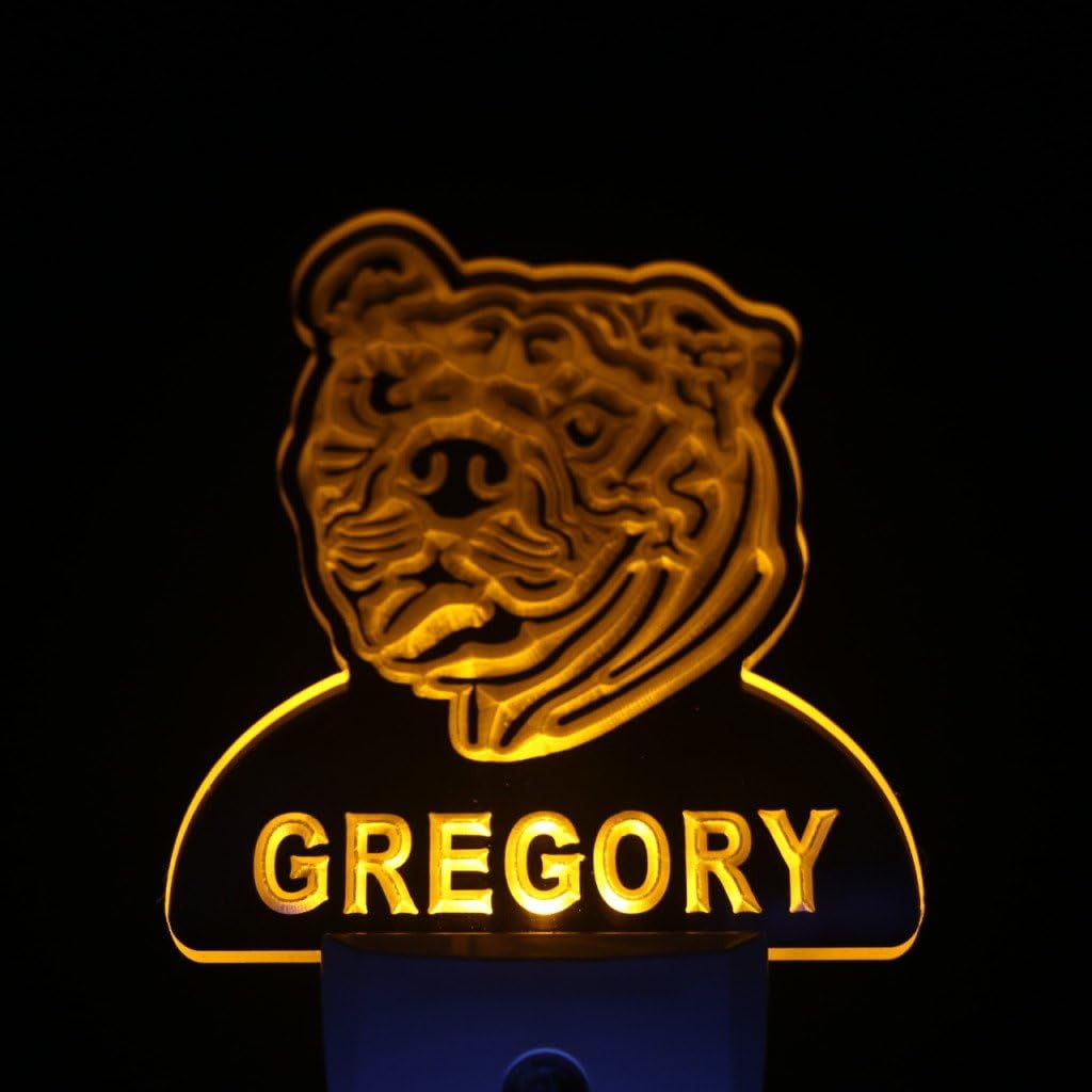 ADVPRO ws1059-tm Bull Dog Personalized Night Light Name Day/Night Sensor LED Sign
