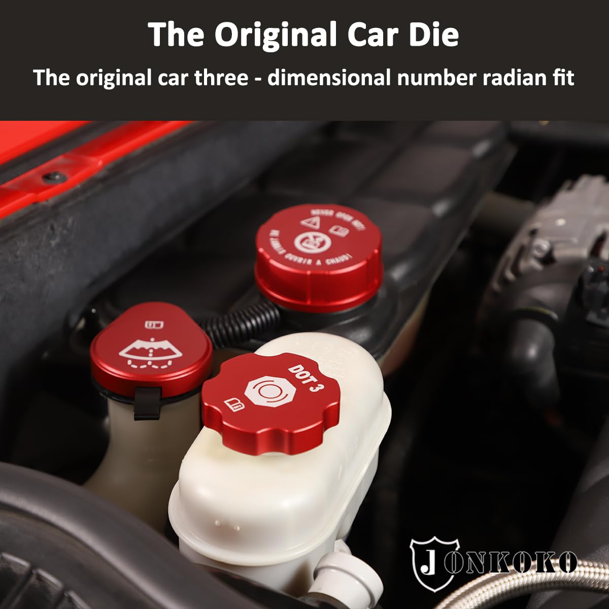 Red Aluminum Engine Oil Cap & Radiator Tank Trim For Corvette C7 2014-2019 | Easy Install