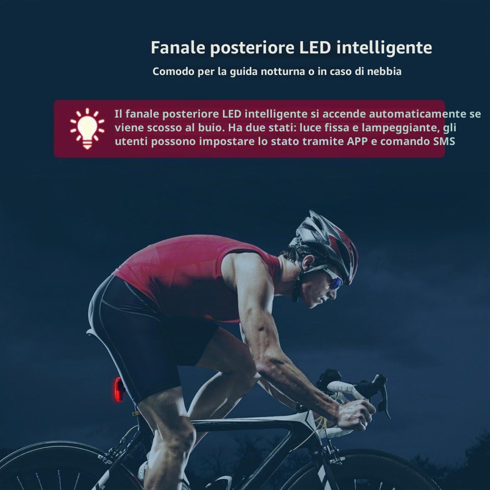 Winnes GPS Tracker, 4G Localizzatore GPS Impermeabile Nascosto per Bicicletta, Ebike,Bici Pieghevoli con Geo-Fence Supporto IOS Android SMS/APP/Web Storico Percorsi,4G TK906