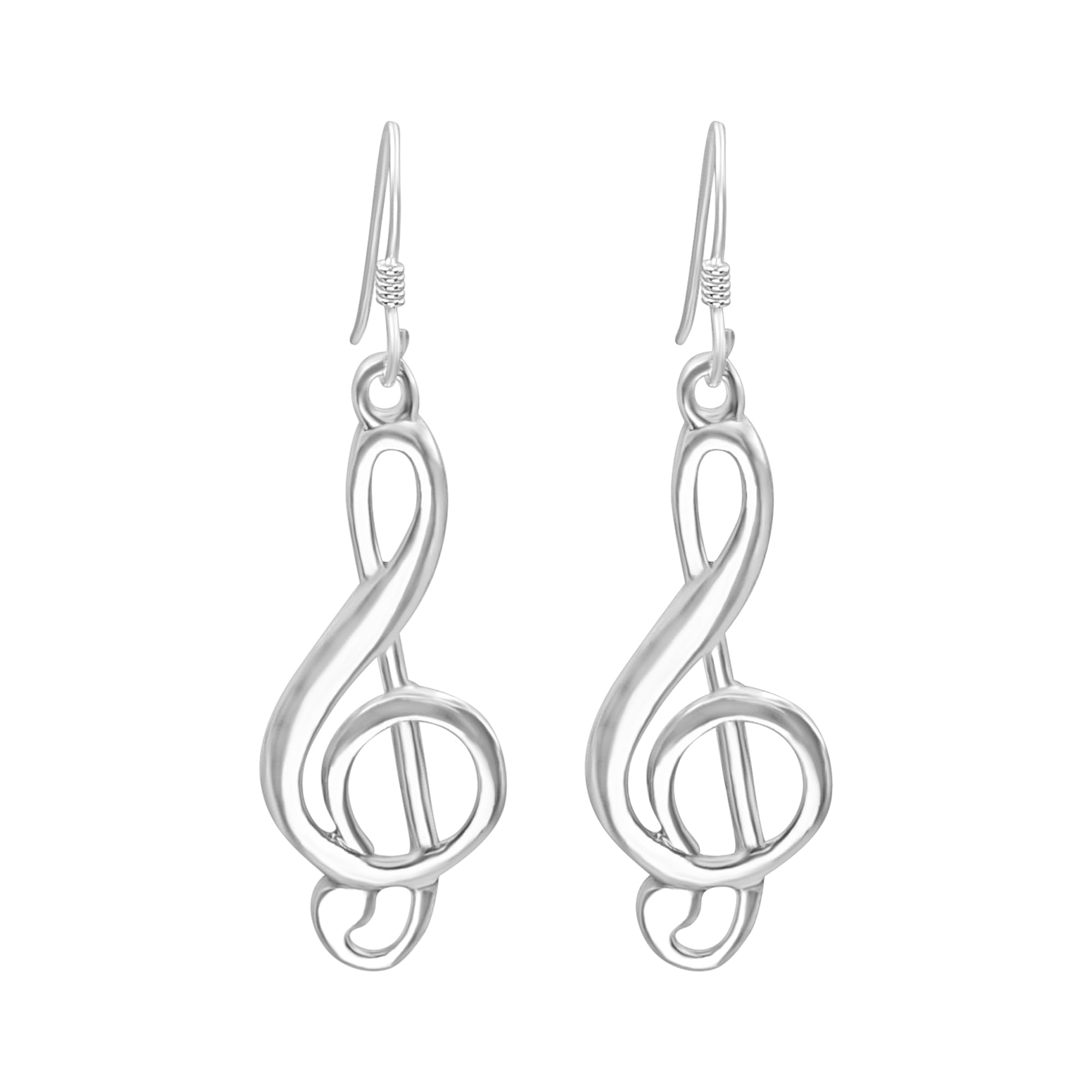 Silverly Pendientes Colgantes Grandes de Clave de Sol en Plata de Ley 925 | Diseño de Notas Musicales | Pendientes Largos de Plata Maciza | Regalo para Amantes de la Música | Joyas Llamativas