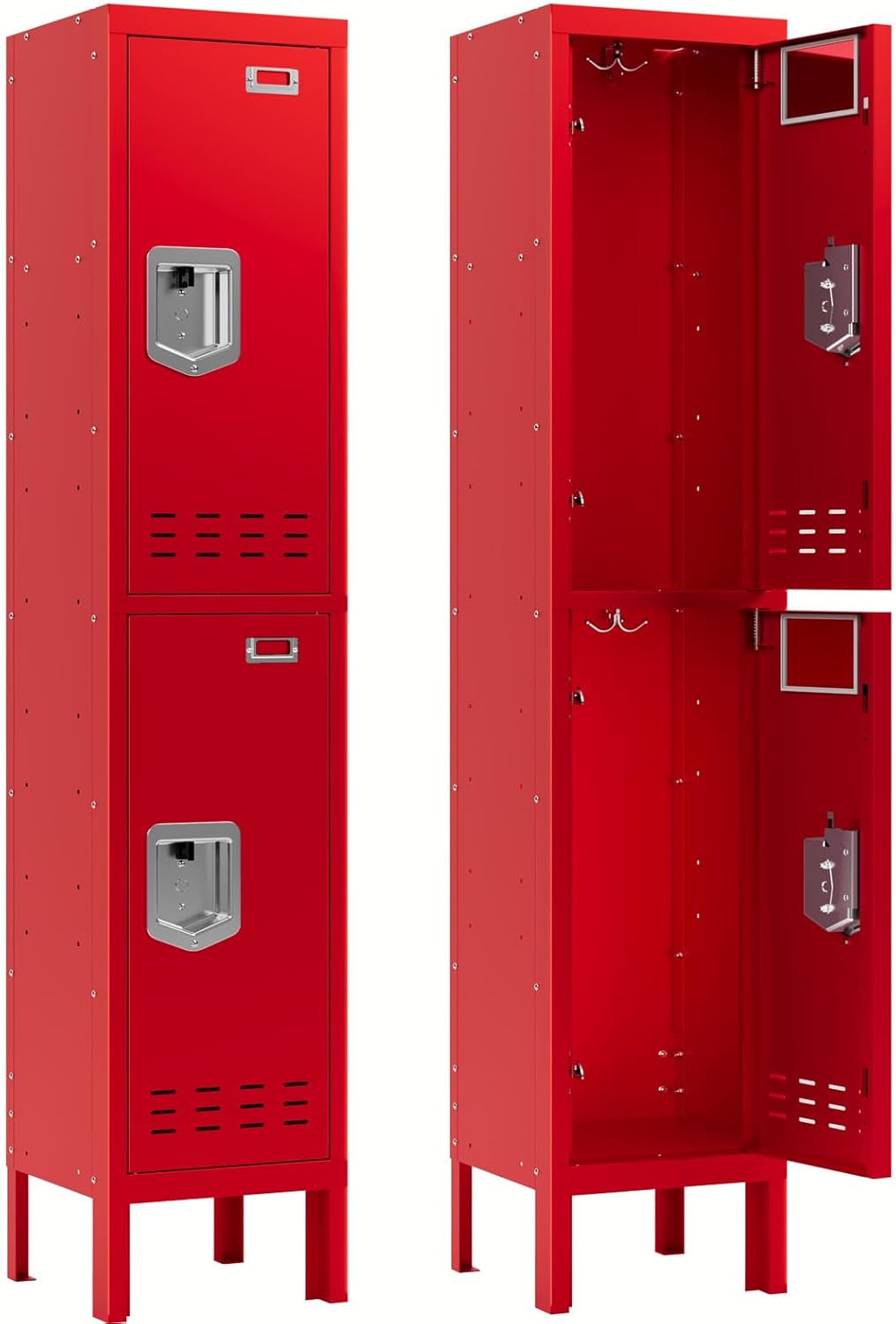 Metal Storage Locker with Lock & Card Slot Locker - Secure Lockable Door - Steel Locker for School, Office, Gym, Home - 54" H x 15" W x 15" D（1 Door, Grey）