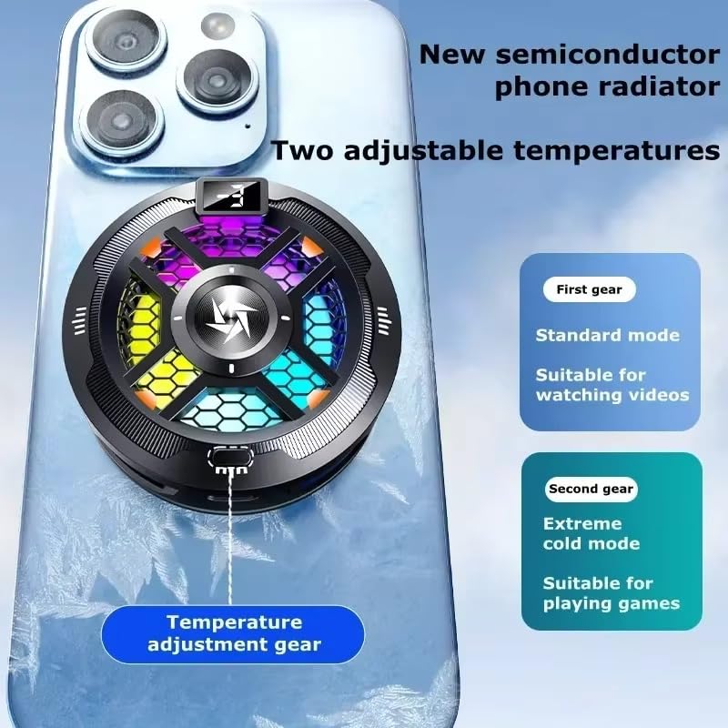Image of BKN SL-18 Ultra Fast -3 degree Cooling Mobile AC Fan Magnetic Radiator | 2 Gears Cooling Type C USB Powered Fan Cooling Radiator Game Cooler for Mobile Phone Gaming, Live Streaming