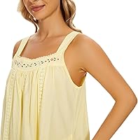 Vista 5 de YOZLY Camisones de algodón para mujer, sin mangas, bordados, con bolsillos, S-XXL