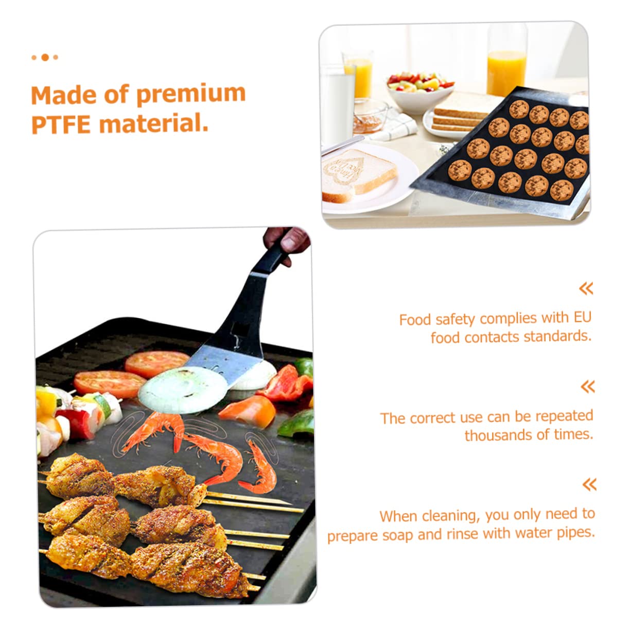 Toyvian 2 Sätze Ptfe Grillmatte Antihaft Baking Sheets Für Bbq Grill Wiederverwendbar Hitzebeständig Fleisch Gemüse 4 Stücke * 2