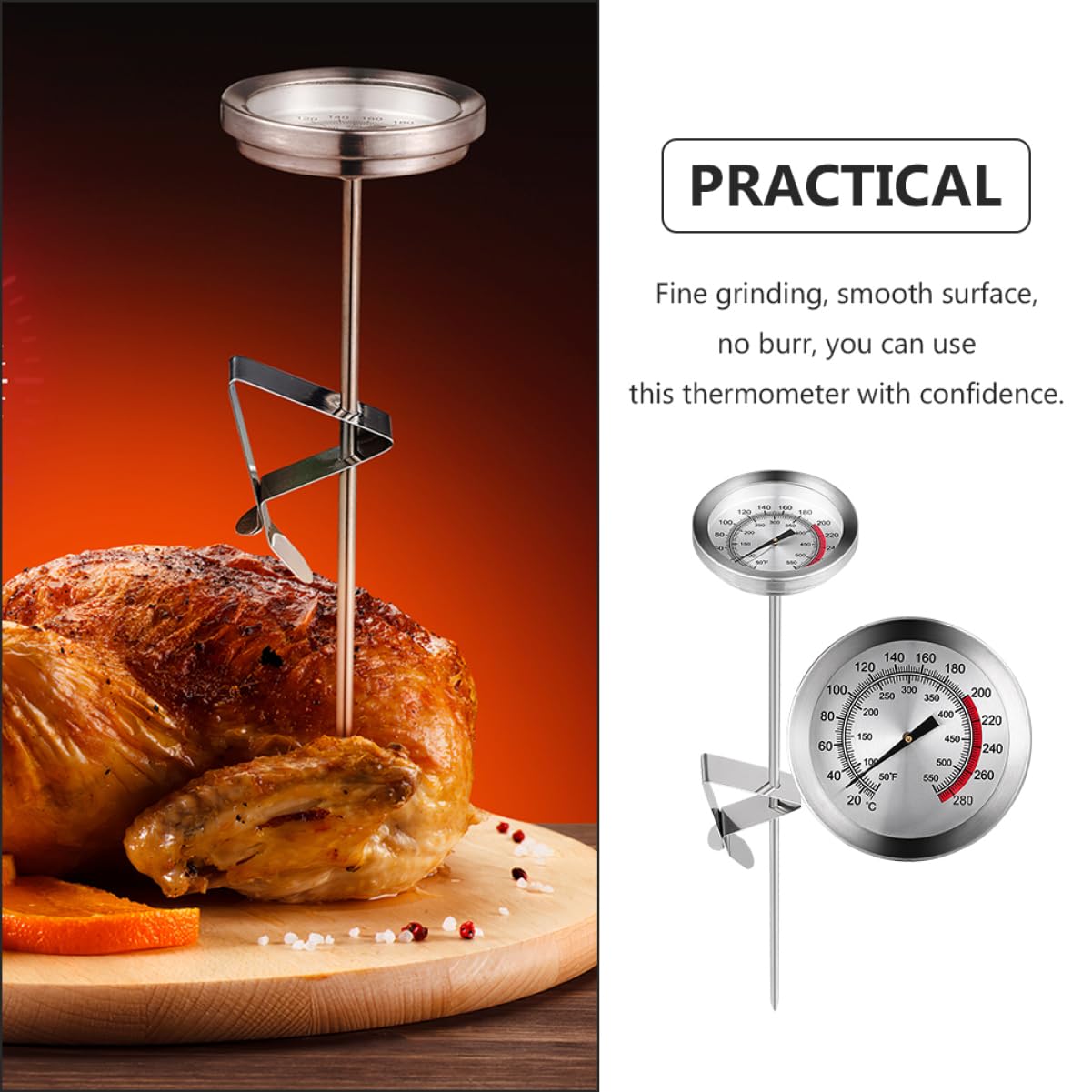 TIDTALEO Meat Thermometers for Grilling Digital Thermometer Cooking Stainless Temp Probe Oil Reading Meter Chicken Fried Temp Probe