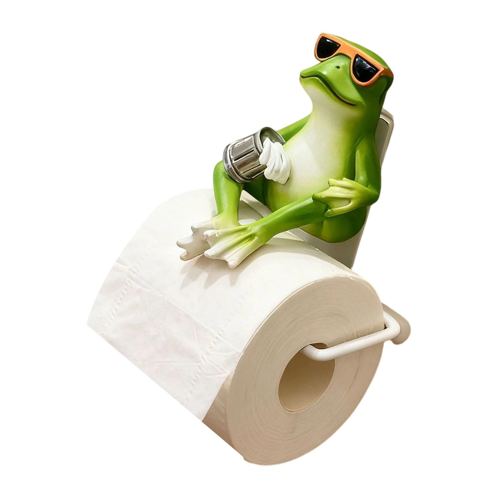 NMFLAB Frogs Shaped Ornament Resin Tissue Holder with Sunglasses for Kitchen Desk Decoration Napkin Dispenser Resin Tissue Box Cover