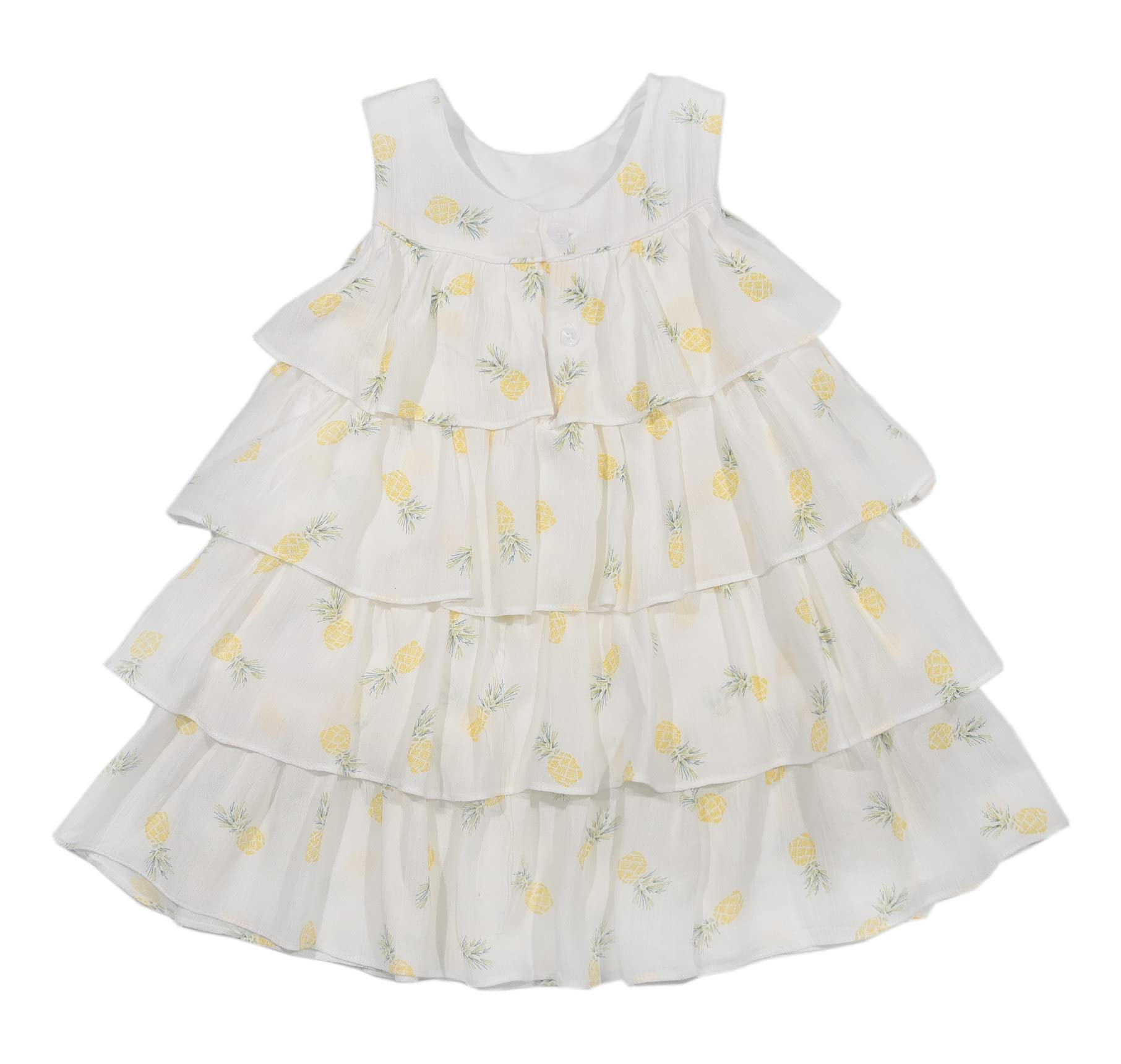 PHLONA Yellow Stripe Linen Angel-Sleeve Dress - Infant, Toddler & Girls (12 Months)